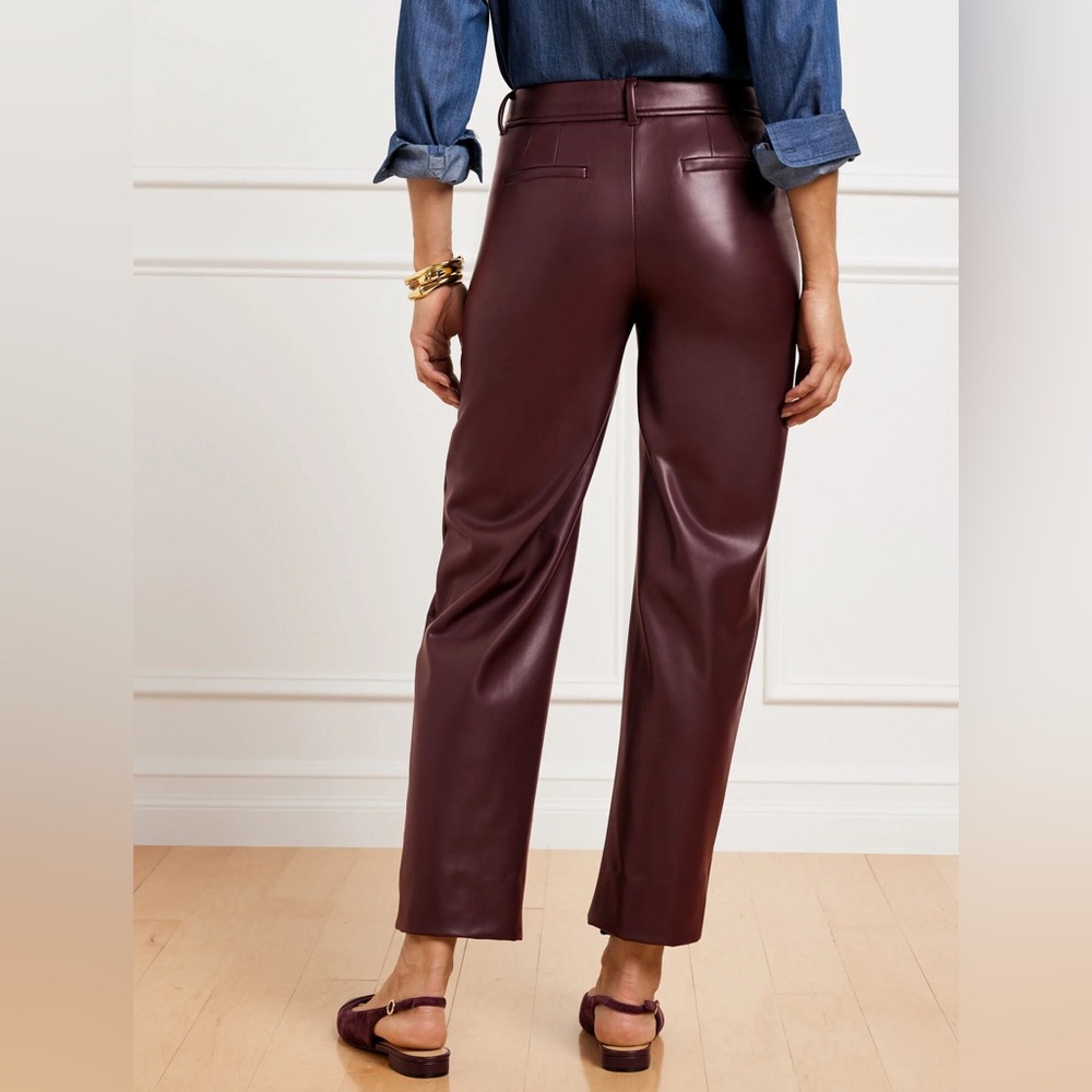 Talbots FAUX LEATHER STRAIGHT ANKLE PANTS Size 4 - Picture 2 of 7